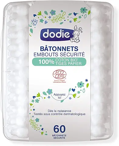 Dodie - Bastoncillos, papa Bebé, Ecológicos, Desde el Nacimiento, 60 Unidades  