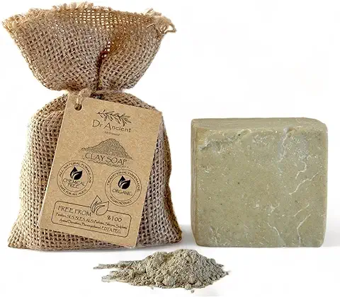 Dr.Ancient Pastilla de Jabón de Arcilla Natural Ecológico Vegano Tradicional Hecho a Mano Antiguo - Peeling Mineral, Exfoliante, Minimiza los Poros, Trata el Acné y la Piel Grasa 140 g (Paquete de 1)  