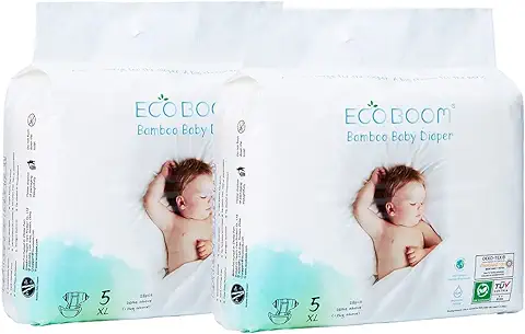 ECO BOOM- Pack 2 Bolsas Pañal Ecológico Eco Boom. 70% Biodegradable, Hipoalergénico, Talla XL. BAMBÚ 100%  