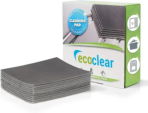 EcoClear Esponja Limpiadora para Superficies Brillantes de Acero Inoxidable, 10 Piezas, Limpiador Profesional y a Fondo de Acero Inoxidable, Limpieza Antibacteriana, Limpiador de Ollas, Reutilizable  