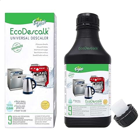 EcoDescalk Descalcificador Ecológico 500 ml (9 Descalcificaciones). Limpiador 100% Natural para Hervidores, Lavadoras y Lavavajillas. Descalcificador Líquido Multiusos para Todas las Marcas.  
