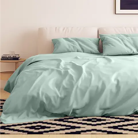 Emma Ropa de Cama de Microfibra Essentials con 1 Funda de Edredón de 135x200 cm y 1 Funda de Almohada de 40x70 cm, 2 Piezas, Verde Claro.  