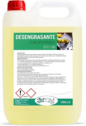 EQM SOLUCIONES QUÍMICAS | ECO-109 | 5 L | Desengrasante Concentrado Enérgico | Cocinas, motores, maquinaria, suelos industriales, talleres, etc. | Quitagrasas altamente eficaz
