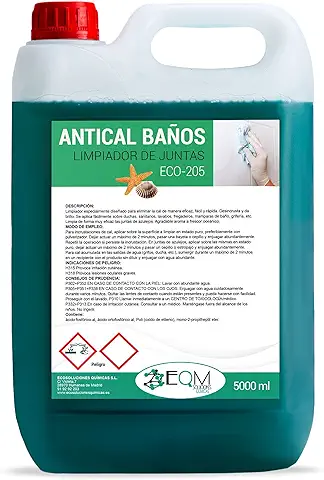 EQM Soluciones Químicas | ECO-205 | 5L | Antical-Desincrustante para Baños | Ideal para Limpieza de Juntas de Azulejos | Elimina Manchas Amarillas y de óxido  