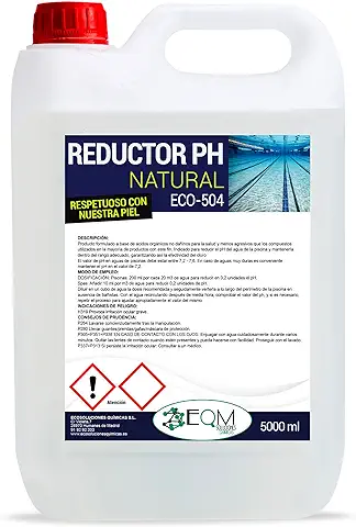 EQM SOLUCIONES QUÍMICAS | ECO-504 | 5L y 20L | Reductor PH Natural para Piscina y SPA | Ajusta y Regula el PH de tu Piscina | 100% Ecológico | Respetuoso con tu Piel  