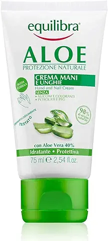 Equilibra Cuidado Corporal, Crema de Manos y Uñas a Base de Aloe Vera con Acción Hidratante, Calmante, Protectora y Reequilibrante de la Piel, Rápida Absorción, 75 ml  