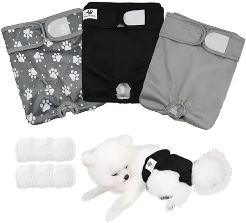 Esoes Pañales Reutilizables para Perros, Lavables a Máquina, 3 Unidades, Bragas para Perros (gris Negro, L), Lavables a Máquina y Ecológicas, 6 Unidades  