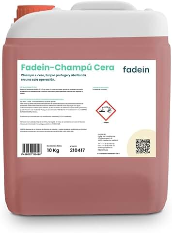 Fadein | Champú más Cera para Lavar el Coche | 2 en 1 | Limpiador de Coches | Detergente Líquido | Jabón Concentrado | Ideal con Esponja | Automóvil | Carrocería | Limpia Protege y Abrillanta | 10L  