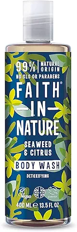 Faith in Nature Gel de Baño Natural de Algas Marinas y Cítricos, Detoxificante, Vegano y No Testado en Animales, sin Parabenos ni SLS, 400 ml  