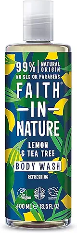 Faith in Nature Gel de Baño Natural de Limón y Árbol del Té, Refrescante, Vegano y No Testado en Animales, sin Parabenos ni SLS, 400 ml  