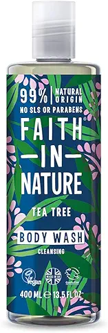 Faith in Nature Gel de Baño Natural de Árbol del Té, Purificante, Vegano y No Testado en Animales, sin Parabenos ni SLS, 400 ml  
