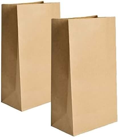 FDGAUCA Bolsa de Papel Marrón 100pzas Bolsas de Papel Reutilizables Bolsas de Papel EcolóGicas Bolsas Papel Gruesas Diy 70gsm Almacenamiento de Alimentos Frutos Secos Café Cereal (24 * 8 * 13cm)  