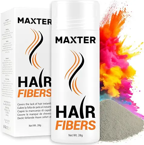FIBRAS CAPILARES MAXTER - Maquillaje Capilar para Caida de Pelo y Disimular Calvicie - Microfibras en Polvo para Más Densidad y Volumen - Hombre y Mujer - Hair Fibers - Gris 28g  