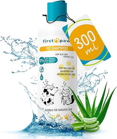 FIRSTPAW 500ML Champu Hidratante y 100% Vegano para Perros y Gatos - Natural Champú con Aloe Vera para Piel Sensible y Todos Tipos de Pelaje de Cachorros  