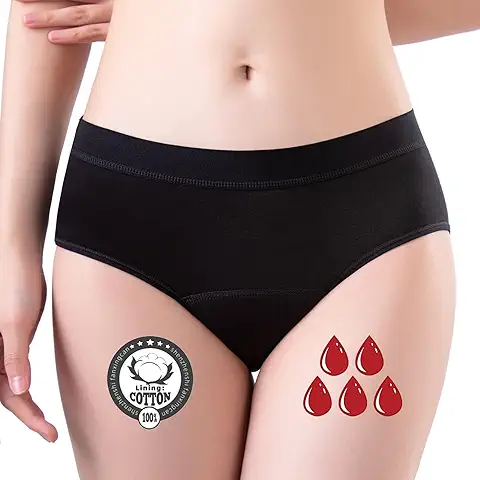FOTOOL Menstrual Absorbente = 1 Almohadillas - Lavable - Algodón - Ecológico - Menstruación - Bragas de Reglas - Protección Periódica Higiénica Flujo Ligero a abundante - XS/3XL (1 Pack, 3XL)