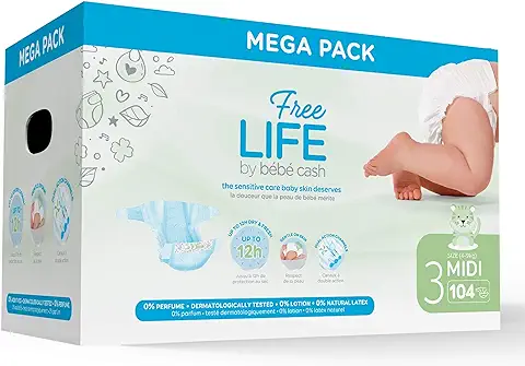 Freelife Bebé Cash - Pañales (talla 3 (4-9 kg) - 104 Pañales  