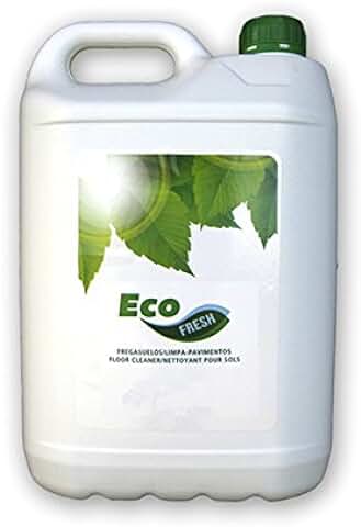 Fregasuelos Ecológico Ecofresh 5 Litros, Ecofresh se Recomienda para la Limpieza y Abrillantado de Cualquier tipo de Suelo, Excepto Madera sin Tratar y Corcho. Gracias a su pH Neutro no Daña las Superficies en la que se Aplica. Contiene un Perfume Especialmente Estudiado para Permanecer más Tiempo en el Ambiente. Incorpora Tensioactivos, IMPACTO MEDIOAMBIENTAL REDUCIDO, EN LA CONTAMINACIÓN DEL AGUA - EN LAS EMISIONES A LA ATMÓSFERA - EN LA GENERACIÓN DE RESIDUOS. CON OLOR A POMELO  
