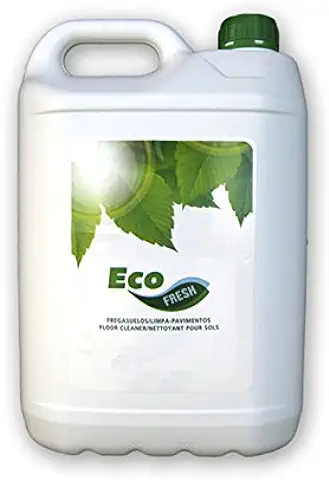 Fregasuelos Ecológico Ecofresh 5 Litros, Ecofresh se Recomienda para la Limpieza y Abrillantado de Cualquier tipo de Suelo, Excepto Madera sin Tratar y Corcho. Gracias a su pH Neutro no Daña las Superficies en la que se Aplica. Contiene un Perfume Especialmente Estudiado para Permanecer más Tiempo en el Ambiente. Incorpora Tensioactivos, IMPACTO MEDIOAMBIENTAL REDUCIDO, EN LA CONTAMINACIÓN DEL AGUA - EN LAS EMISIONES A LA ATMÓSFERA - EN LA GENERACIÓN DE RESIDUOS. CON OLOR A POMELO  