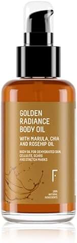 Freshly Cosmetics aceite corporal hidratante Golden Radiance Body Oil. Aceite estrías para el cuerpo y durante el embarazo, 100 ml.