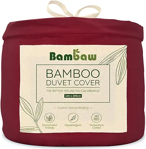 Funda Nórdica de Bambú | Borgoña - 135x200 cm Duvet Cover | Suavidad | Sostenible | Funda Nórdica Lujo | Funda Nordica Antiacaros | Tejido Transpirable | Bambaw