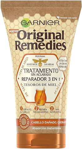 Garnier Original Remedies, Tratamiento Reparador 3 en 1 Tesoros de Miel, Reduce la Rotura del Cabello Para Cabellos Secos o Dañados, 150 ml  