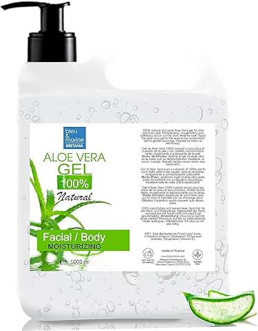Gel Aloe Vera Puro 100% Natural Cultivo Ecologico Cosmética Casera | Cuidado Cabello y Piel | Vegano, Cruelty-Free, Transparente, 1000 ml con Dispensador  