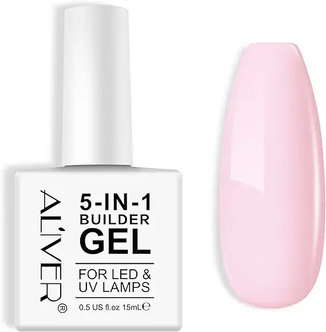 Gel Constructor Uñas 5 en 1, Gel Base Fortalecedor, Esmalte de Uñas UV/LED, para Uñas Duras y Fuertes, Extensiones de Uñas, Reparación de Uñas Rotas, Decoración de Uñas, 15ML (Rosa)  