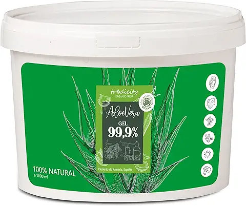 Gel de Aloe Vera 100% Puro Natural, Hidratante Corporal y Facial | After Sun After Shave Acondicionador Cabello Calmante Epilación, Cultivo Ecológico Español 1000 ml  