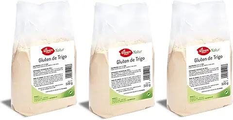 GLUTEN DE TRIGO. 3 Paquetes de 500g. EL Granero. (Total 1,5Kg). 80% Proteina | Keto | Vegano.  