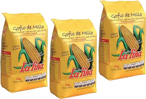 Gofio La Piña - Gofio de Maíz Integral - Producto Natural - Fuente de Proteínas Vegetales - Rico en Minerales - Aporte de Energía - Efecto Saciante - Ayuda a Controlar la Glucosa - Pack 3 x 500 g  