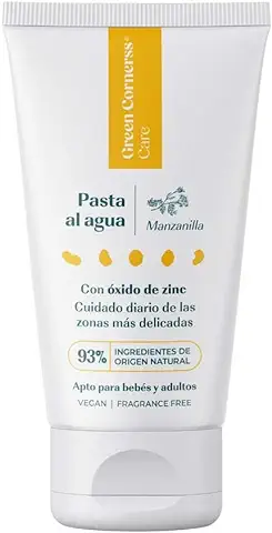 GREEN CORNERSS CARE - Crema de Pañal con Manzanilla | 50 ml | Pasta al Agua con el 93% de Ingredientes de Origen Natural con un 25% de Zinc | Perfecta para Menores de 3 Años  