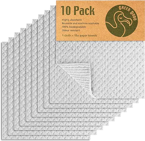 GREEN DODO Paño de Cocina Sueco | Paños de Esponja de Celulosa Biodegradables, Ecológicos y Sostenibles | Paño de Limpieza de Cocina Absorbente y sin Olores | Esponja Ecológica de Cocina Reutilizable…  