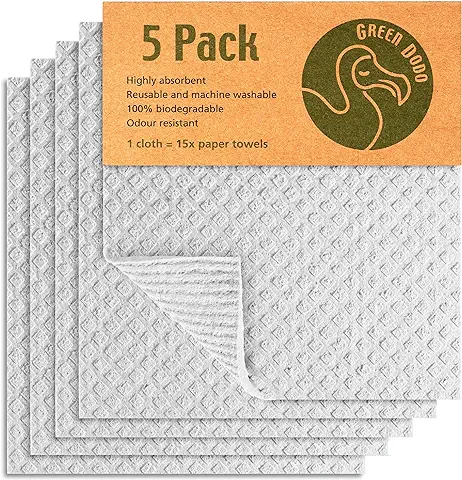 GREEN DODO Paño de Cocina Sueco | Paños de Esponja de Celulosa Biodegradables, Ecológicos y Sostenibles | Paño de Limpieza de Cocina Absorbente y sin Olores | Esponja Ecológica de Cocina Reutilizable…  