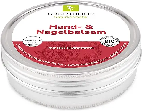 Greendoor Bálsamo de Mano/Crema Ideal para muy piel seca con BIO Granada, Cosmética Natural sin Conservantes, Hand Aceite Mineral y Parabenos, 4 x Productividad Frente a una Crema, Uñas  