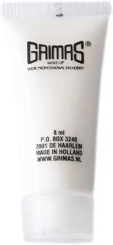 Grimas Maquillaje Líquido, 8 ml, Color Blanco, Líquido Facial, Secado Rápido, Cobertura Perfecta, Máxima Calidad, sin Perfume, sin Gluten  
