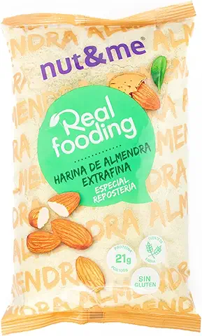 Harina de almendras Realfooding 1 KG KETO NATURAL nut&me | 100% almendra | Extrafina | Sin Gluten | vegetariano y vegano | Dietas Keto | Repostería | Sin azúcar | Sin conservantes ni aditivos |