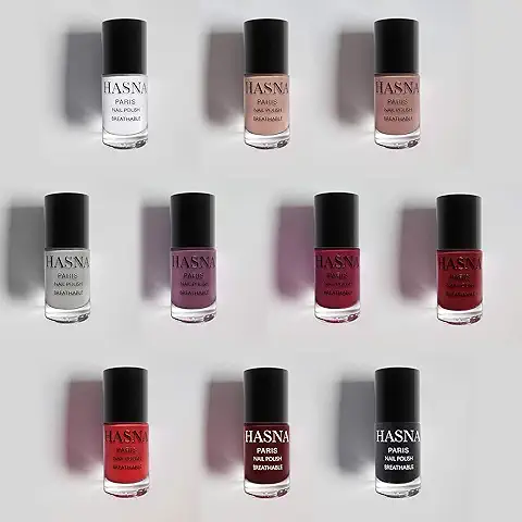 HASNA PARIS - Esmalte de Uñas Halal - COLECCIÓN LUXE - Amigable con el Medio Ambiente - Brillo y Permeable - Fácil de Aplicar -10x 6ml (PARIS)  