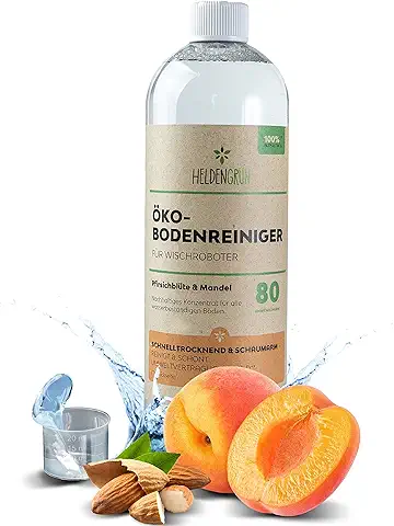 Heldengrün® Limpiador de suelos ecológico [flor de melocotón y almendra] – Limpiador extremadamente completo – Sin rayas, secado rápido y poco espuma – Limpiador robot de limpieza 1000 ml