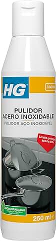 HG Limpiador para Acero Inoxidable, Abrillanta y Protege, Utensilios de Cocina y Superficies Metálicas, Evita la Reaparición de Suciedad - 250 ml