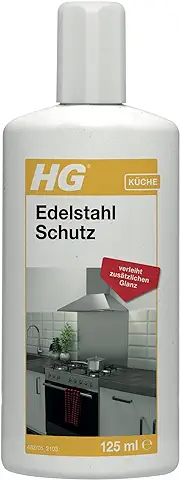 HG Protección de Acero Inoxidable, Abrillantador y Pulido Rápido para Cromo, Aluminio, Acero y Otras Superficies de Metal, Acabado Brillante sin Rayas, con capa Protectora, 125 ml (482012106)  