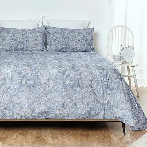 Hogarys Juego de Funda Nórdica para Cama 105 cm (180x220cm) con Almohada (45x110cm) 100% Algodón (Percal 150 Hilos) Mire Azul  