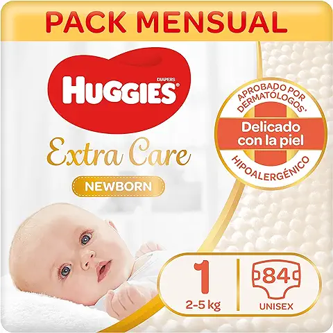 Huggies Extra Care Pañales Recién Nacido Talla 1 (2-5 kg) - 84 Pañales  