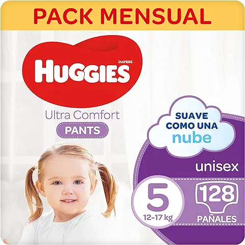 Huggies Ultra Comfort Pañal Braguita Talla 5 (12-17 kg) - 128 Pañales  