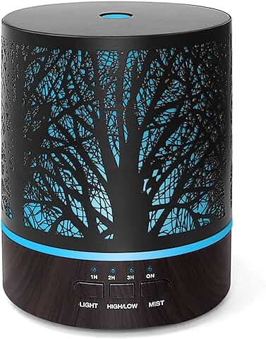 Humidific Humidificador Difusor de Aceites Esenciales Ultrasónico: 300ml Difusor Aromas Aromaterapia de Metal con 7 Colores para el Hogar Oficina Yoga SPA Dormitorio, TY300  