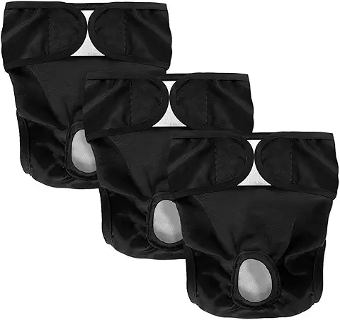 Hundewindeln Pañales Reutilizables Lavables para Perros, Pañales Sanitarios para Mascotas, Altamente Absorbentes,ecológicos Bragas Higiénica para Perras en Celo (Negro, XL)  