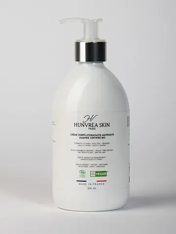 Hunvrea-Skin, Crema Hidratante de Cuerpo Certificada Ecológica y Vegana, Pieles Sensibles, Secas a muy Secas, con Manteca de Karité y Aceite de Almendras Dulces Ecológico - 500ml  