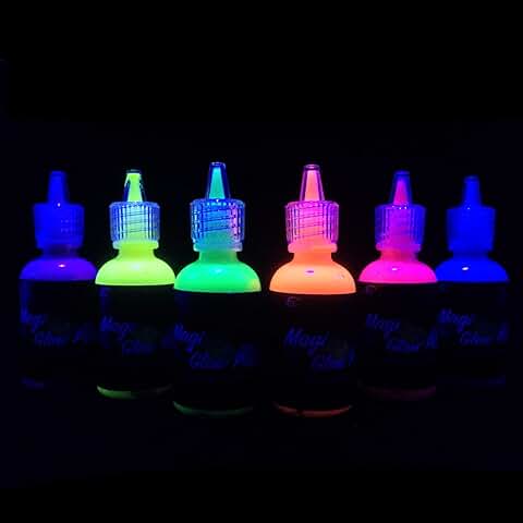 ILC [6 X 28 ml Pintura Corporal Pintar Neón Fluorescente Color UV Luz Negra Arte Fosforescente Maquillaje Autoluminosa Luminiscente Resplandeciente en Oscuridad  