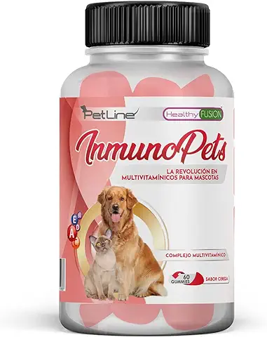 Inmuno Pets | Multivitamínico Perro y Gato | Suplemento Natural para Perros y Gatos a Base de A + D + E + C y B6 | Refuerza el Sistema Inmunitario | 60 Gommies  