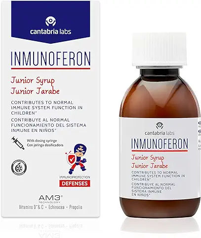Inmunoferon Junior Jarabe - Complemento Alimenticio, Refuerza el Sistema Inmunológico, Ayuda a las Defensas, Sin Gluten, Sin Lactosa ni Proteína de Leche de Vaca, 150ml  