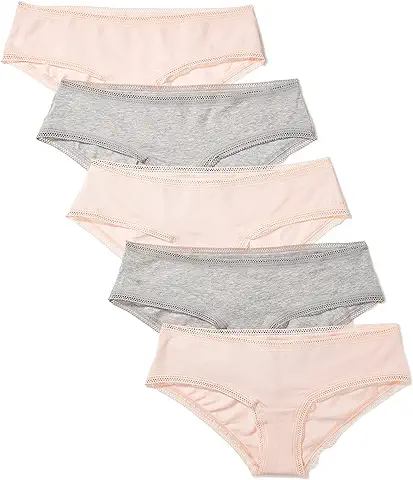 Iris & Lilly Ropa Interior Tipo Hípster de Algodón Mujer, Pack de 5  